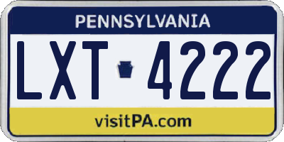 PA license plate LXT4222