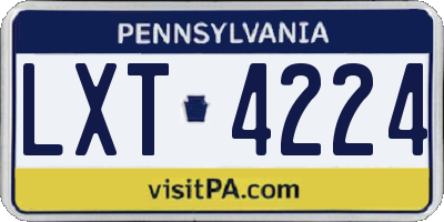 PA license plate LXT4224