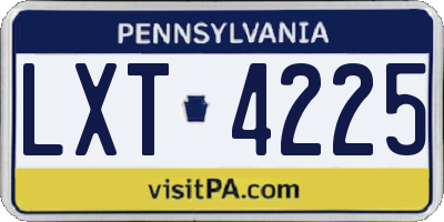 PA license plate LXT4225
