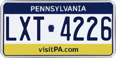 PA license plate LXT4226