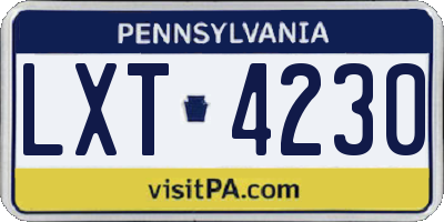 PA license plate LXT4230