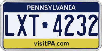 PA license plate LXT4232