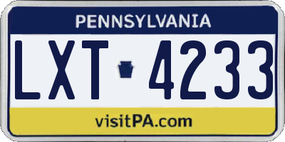 PA license plate LXT4233