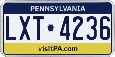 PA license plate LXT4236
