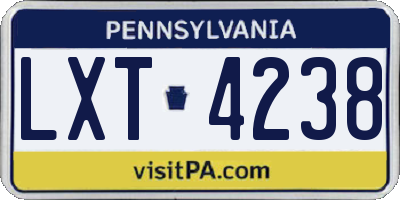PA license plate LXT4238