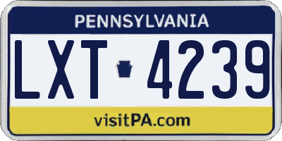 PA license plate LXT4239