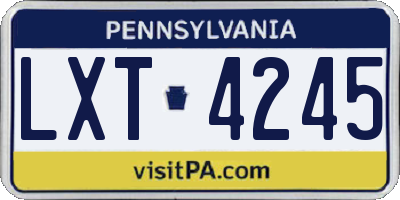 PA license plate LXT4245