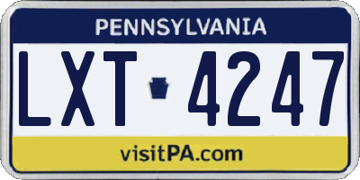 PA license plate LXT4247