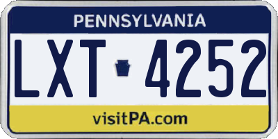PA license plate LXT4252