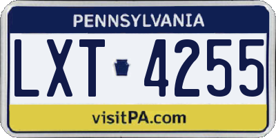 PA license plate LXT4255