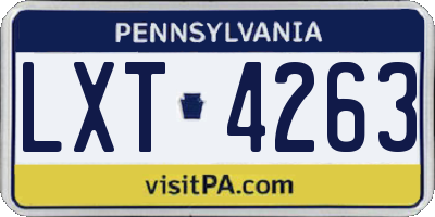 PA license plate LXT4263