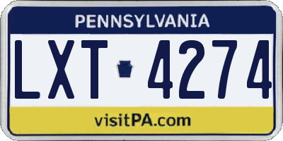 PA license plate LXT4274