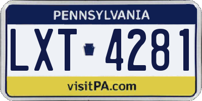 PA license plate LXT4281