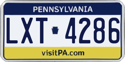 PA license plate LXT4286