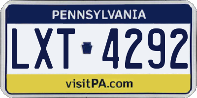 PA license plate LXT4292
