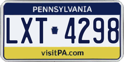 PA license plate LXT4298