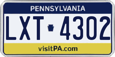 PA license plate LXT4302
