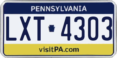 PA license plate LXT4303