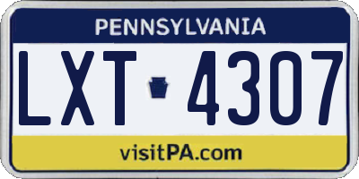 PA license plate LXT4307