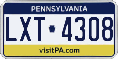 PA license plate LXT4308