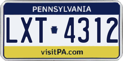 PA license plate LXT4312