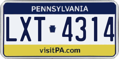 PA license plate LXT4314