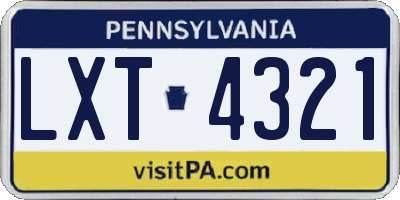 PA license plate LXT4321