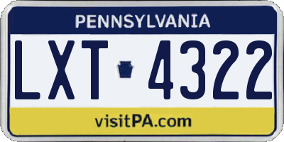 PA license plate LXT4322