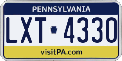 PA license plate LXT4330