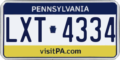 PA license plate LXT4334