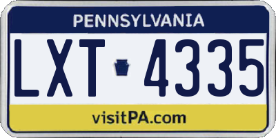 PA license plate LXT4335