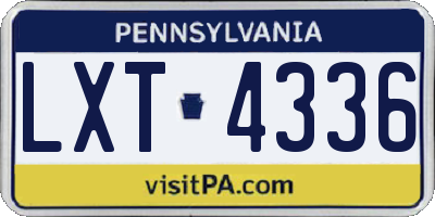 PA license plate LXT4336