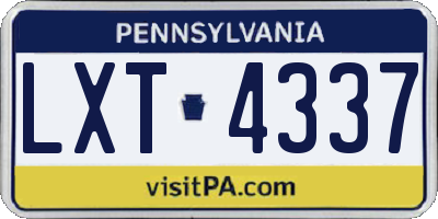 PA license plate LXT4337