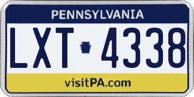 PA license plate LXT4338