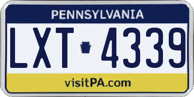 PA license plate LXT4339