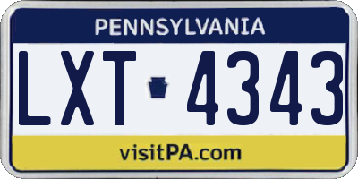 PA license plate LXT4343
