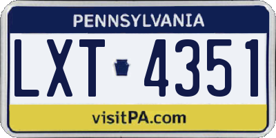 PA license plate LXT4351