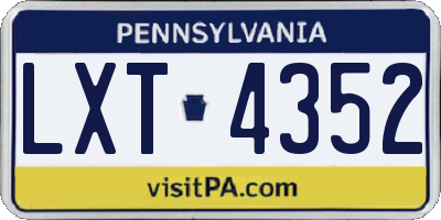 PA license plate LXT4352