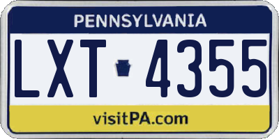 PA license plate LXT4355