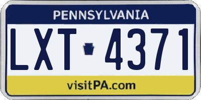 PA license plate LXT4371