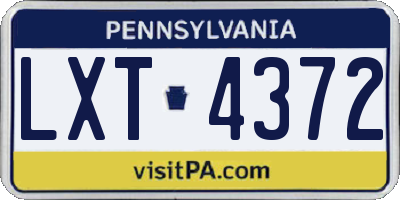 PA license plate LXT4372