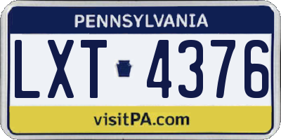 PA license plate LXT4376