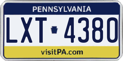 PA license plate LXT4380