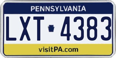 PA license plate LXT4383