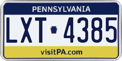 PA license plate LXT4385