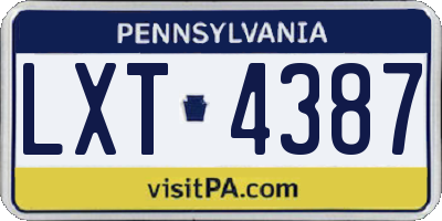 PA license plate LXT4387