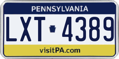 PA license plate LXT4389