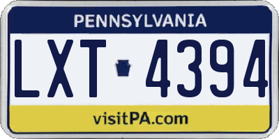 PA license plate LXT4394