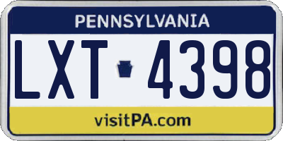 PA license plate LXT4398
