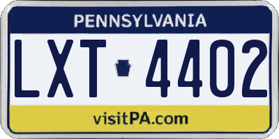 PA license plate LXT4402
